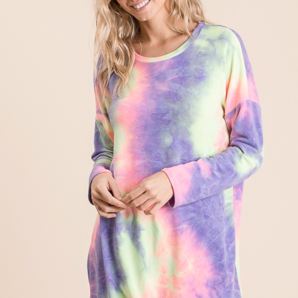 Bright long sleeved tie dye top - Picture 3 of 5